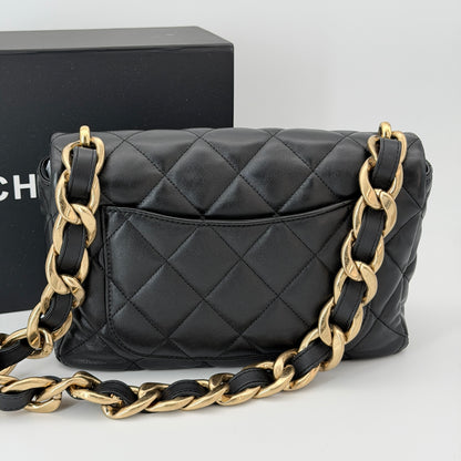 Chanel Black Flap Crossbody Bag Lambskin