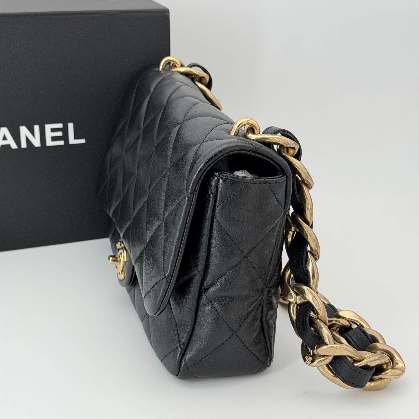 Chanel Black Flap Crossbody Bag Lambskin