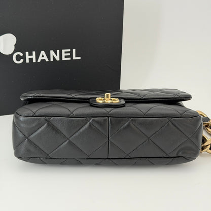 Chanel Black Flap Crossbody Bag Lambskin