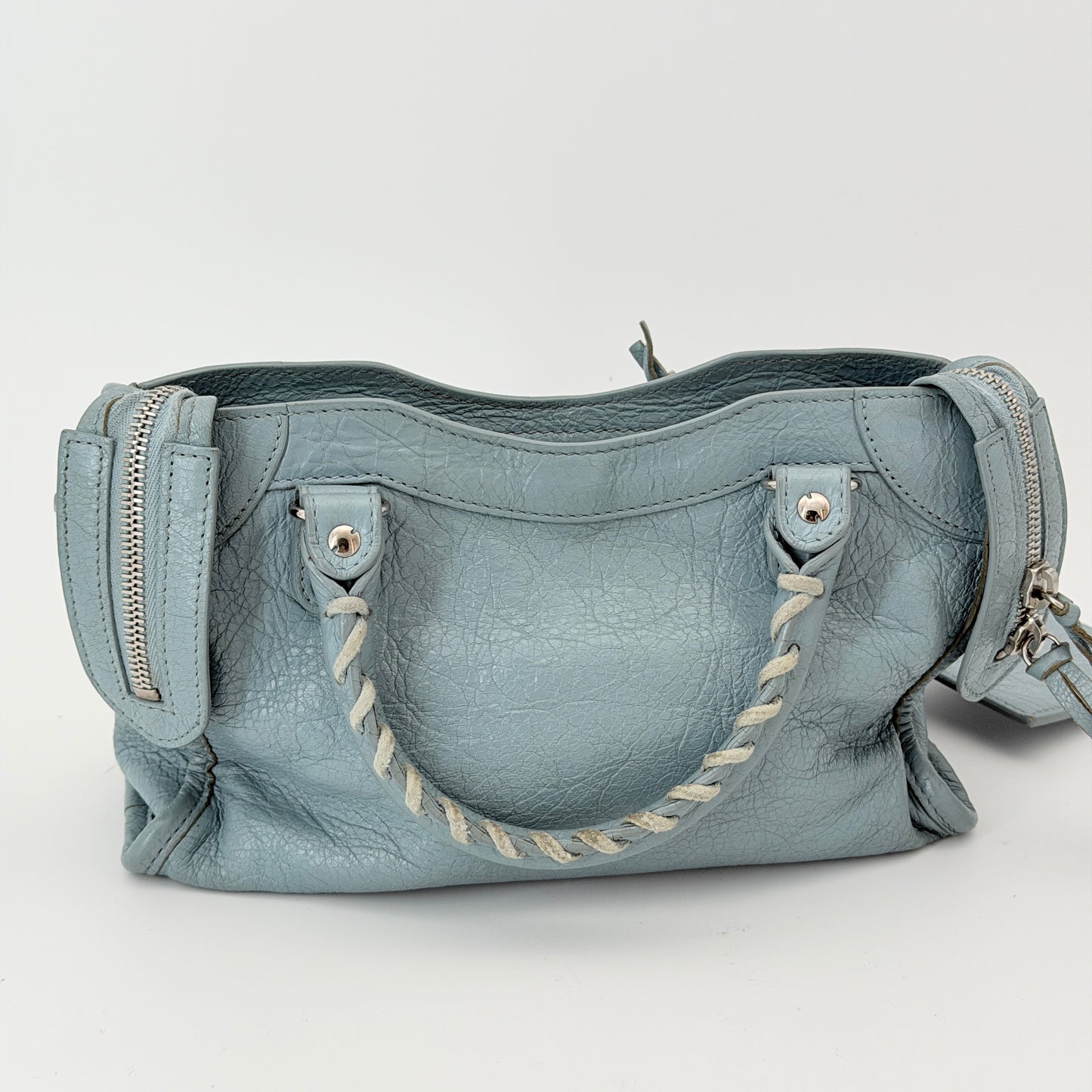 Balenciaga Metallic Edge Mini City Bag Blue Handle Bag