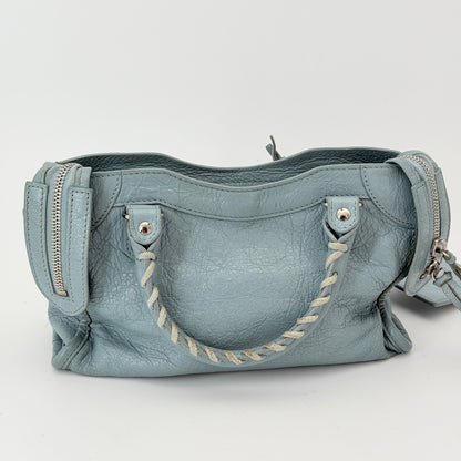 Balenciaga Metallic Edge Mini City Bag Blue Handle Bag