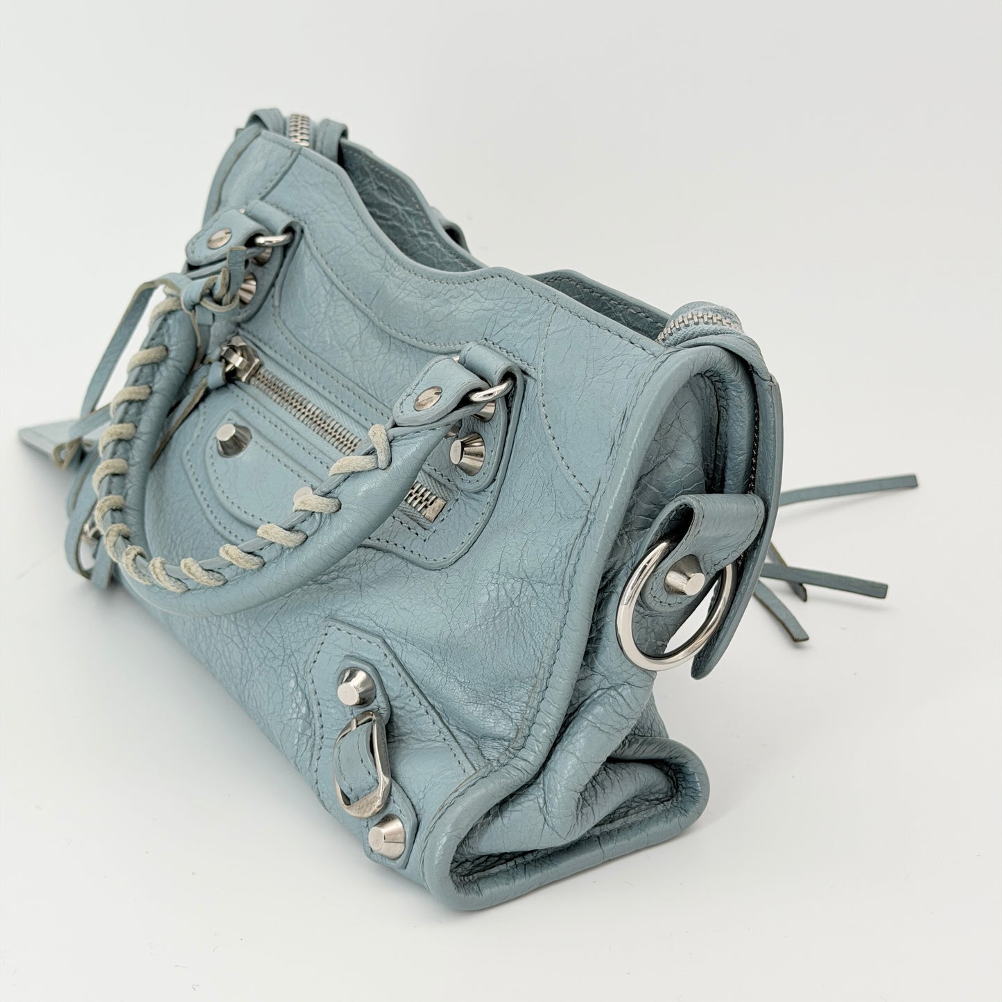 Balenciaga Metallic Edge Mini City Bag Blue Handle Bag