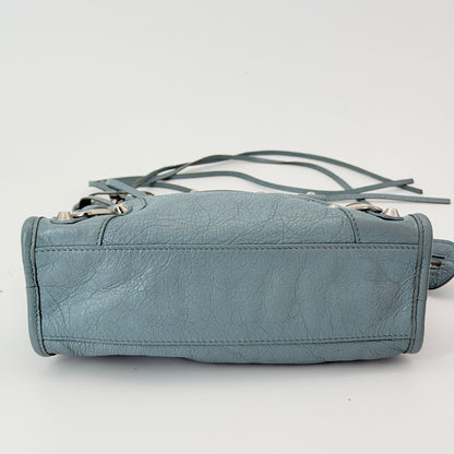 Balenciaga Metallic Edge Mini City Bag Blue Handle Bag