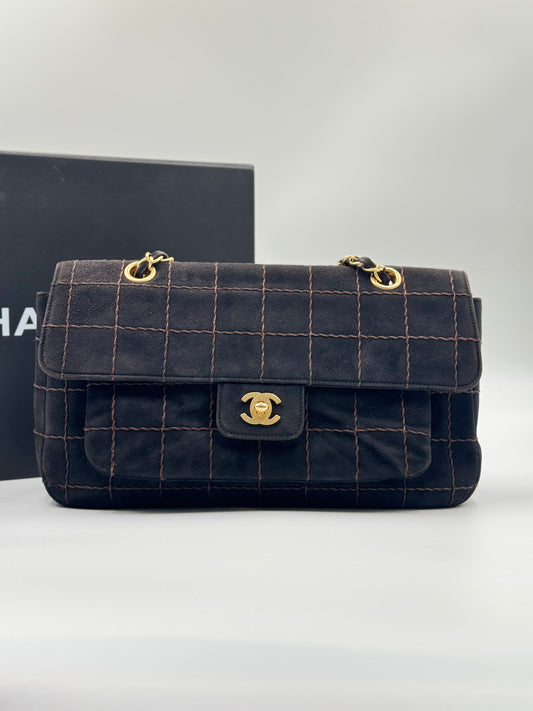 Chocolate Bar Suede Flap Bag