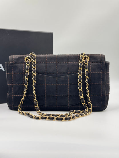 Chocolate Bar Suede Flap Bag