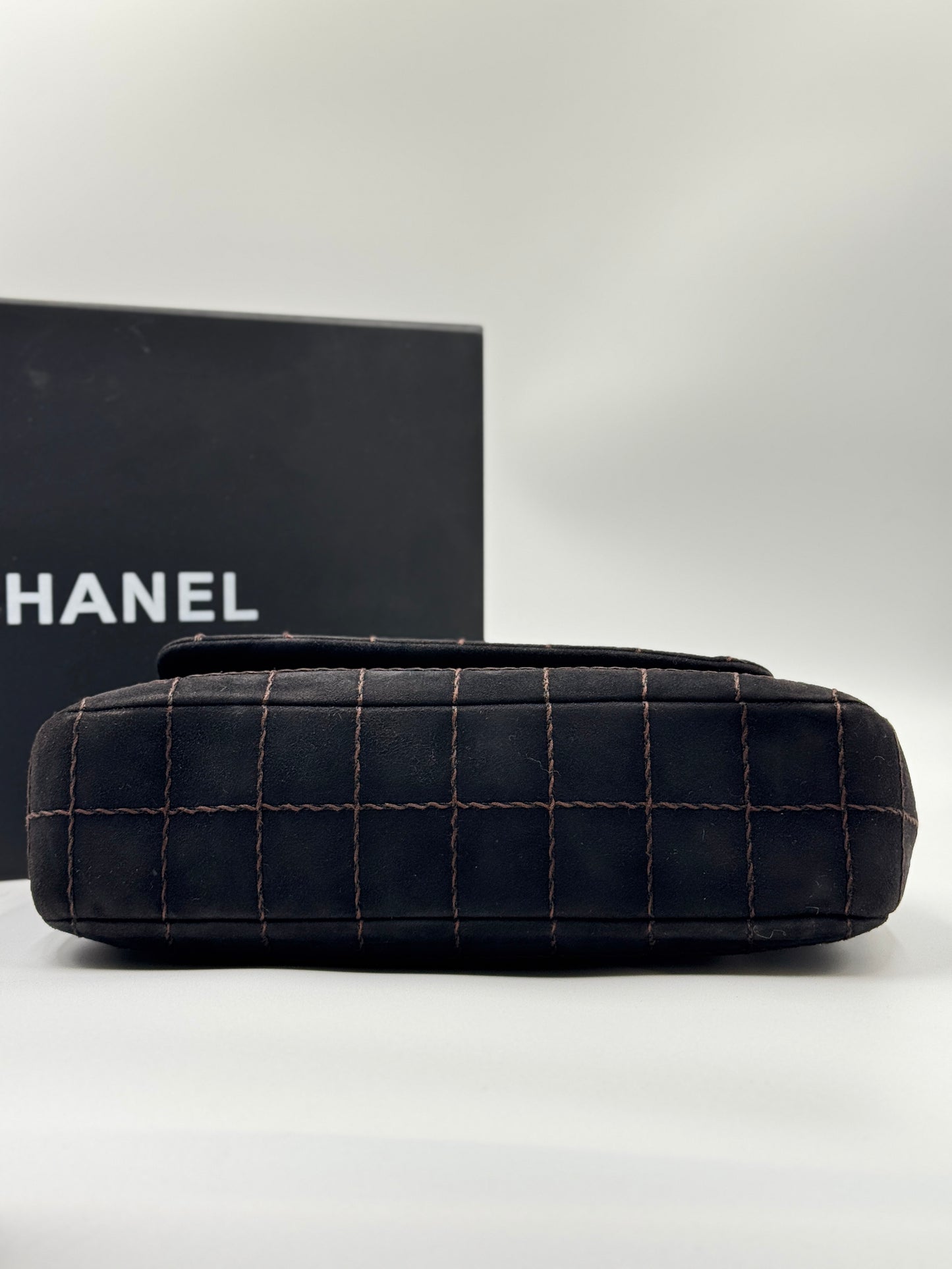 Chocolate Bar Suede Flap Bag