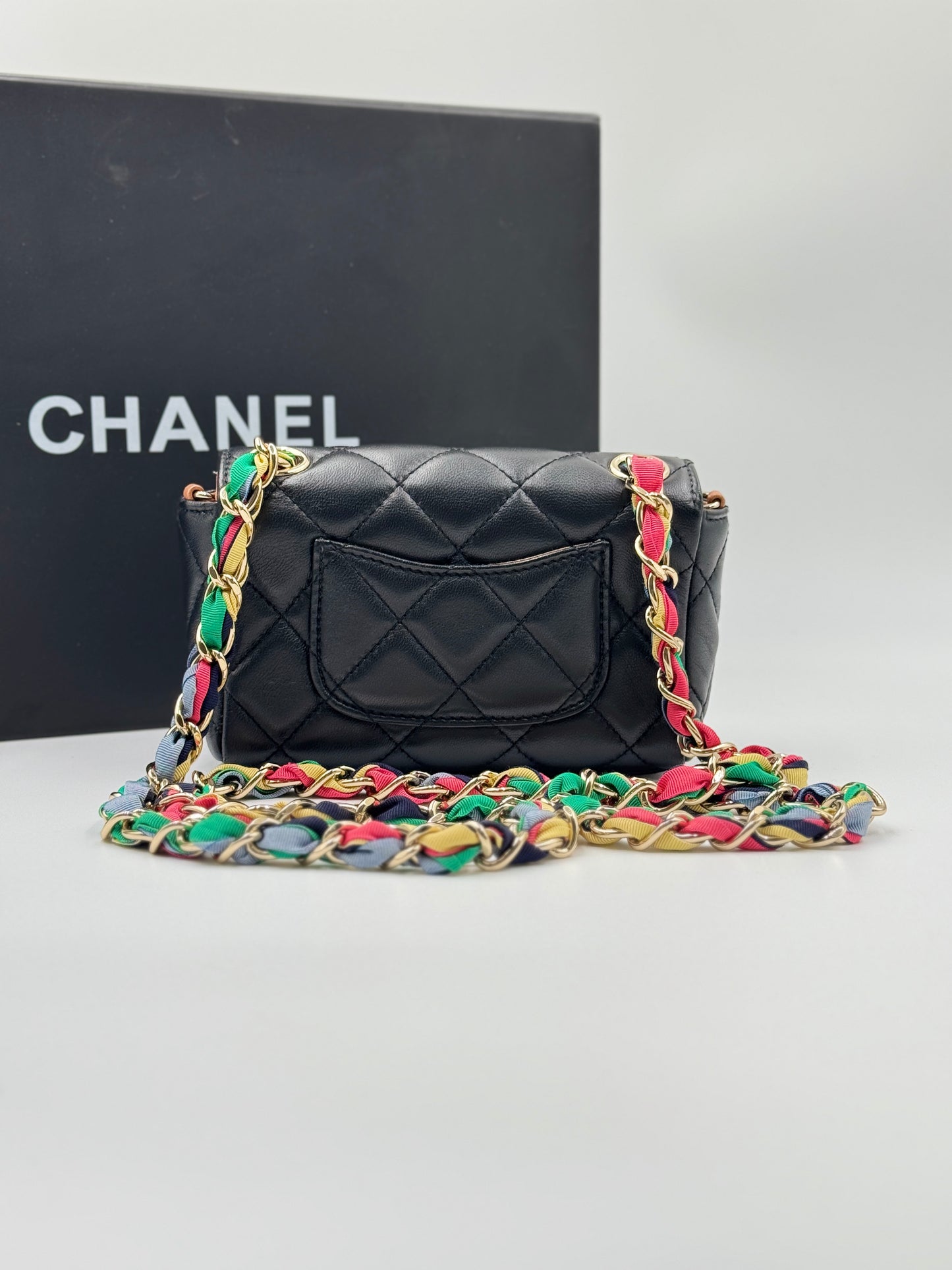 Chanel Black Quilted Lambskin Ribbon Chain Small Cocovado Flap Bag 2021